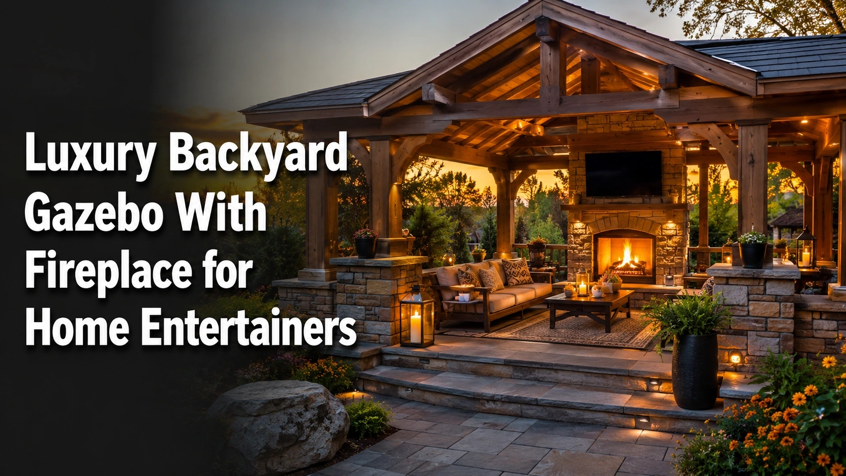 Luxury Backyard Gazebo With Fireplace For Home Entertainers